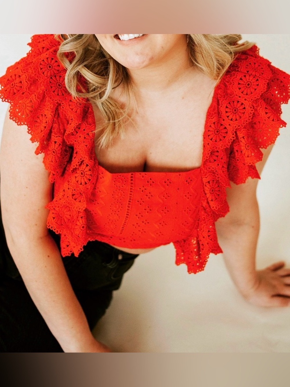 Altar’d State eyelet ruffle crop top